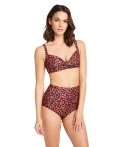 Glitz Glam And Rebellion Retro High-Waisted Bikini In Red Leopard Print Women's Apparel