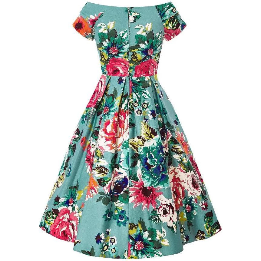 Dolly & Dotty Swing Dress In Blue Floral Women's Apparel 5 Dolly & Dotty Swing Dress In Blue Floral Women's Apparel