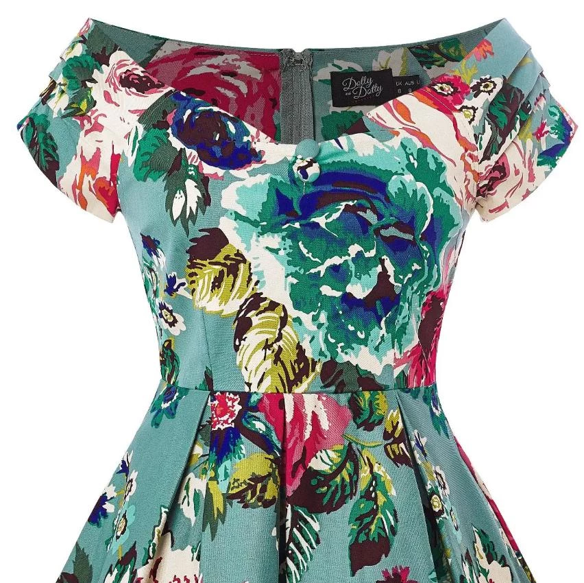 Dolly & Dotty Swing Dress In Blue Floral Women's Apparel 6 Dolly & Dotty Swing Dress In Blue Floral Women's Apparel