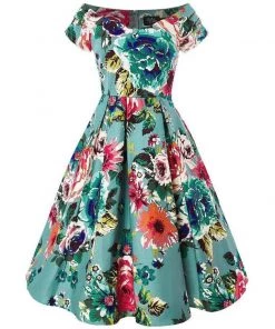 Dolly & Dotty Swing Dress In Blue Floral Women's Apparel