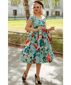 Dolly & Dotty Swing Dress In Blue Floral Women's Apparel