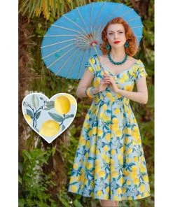 Women's Apparel Dolly & Dotty Lily Swing Dress In Lemons On Blue