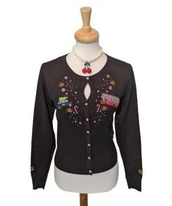 Banned London Christmas Cardigan In Black