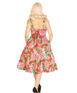 Miss Lulo Lori Swing Dress In Pencil Crayon Tropical Print Women's Apparel