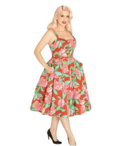 Miss Lulo Lori Swing Dress In Pencil Crayon Tropical Print Women's Apparel