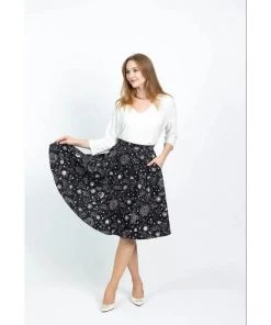 Eva Rose Swing Skirt In Lunar Sky Print