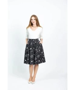Eva Rose Swing Skirt In Lunar Sky Print