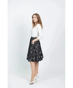 Eva Rose Swing Skirt In Lunar Sky Print