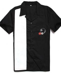 Glitz Glam And Rebellion Men's Bowling Shirt With Magic Eight Ball Pocket