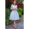 Dolly & Dotty May Crossover Dress In White With Black Dots Women's Apparel