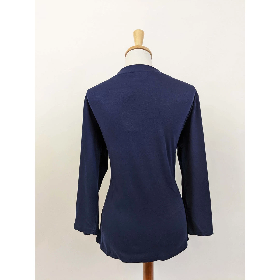 Women's Apparel Voodoo Vixen Melanie Tie Neck Top In Navy 5 Women's Apparel Voodoo Vixen Melanie Tie Neck Top In Navy