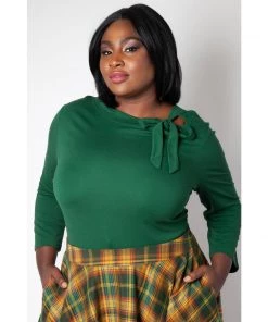 Voodoo Vixen Melanie Tie Neck Top In Green Women's Apparel