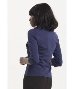 Women's Apparel Voodoo Vixen Melanie Tie Neck Top In Navy