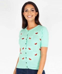 Women's Apparel Voodoo Vixen Melanie Watermelon Cardigan In Mint Green