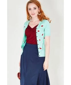 Women's Apparel Voodoo Vixen Melanie Watermelon Cardigan In Mint Green