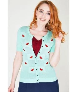 Women's Apparel Voodoo Vixen Melanie Watermelon Cardigan In Mint Green