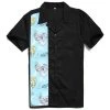 Glitz Glam And Rebellion Men's Bowling Shirt In Black With Mermaid Panel Men's Apparel