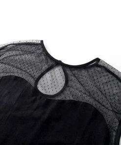 Glitz Glam And Rebellion Polka Dot Mesh Pinup Top In Black