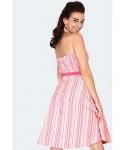 Women's Apparel Voodoo Vixen Midge Halter Dress In Multicolor Stripes