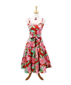 Miss Lulo Lori Swing Dress In Pencil Crayon Tropical Print Women's Apparel