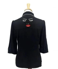 Banned Model Face Embroidered Blouse In Black