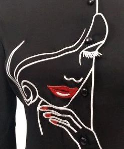 Banned Model Face Embroidered Blouse In Black