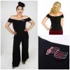 Glitz Glam And Rebellion Black Music Note Off-Shoulder Top Women's Apparel