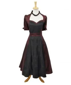 ChicStar Women's Apparel Nights In Satin Opera Dress In Burgundy & Black