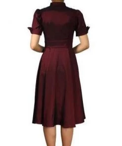 ChicStar Women's Apparel Nights In Satin Opera Dress In Burgundy & Black
