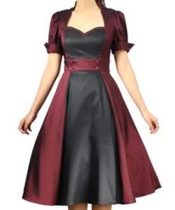 ChicStar Women's Apparel Nights In Satin Opera Dress In Burgundy & Black