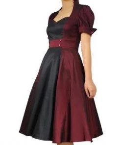 ChicStar Women's Apparel Nights In Satin Opera Dress In Burgundy & Black