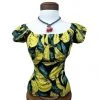 Glitz Glam And Rebellion Women's Apparel Pinup Peasant Blouse In Banana Print