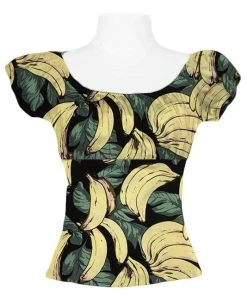 Glitz Glam And Rebellion Women's Apparel Pinup Peasant Blouse In Banana Print 7 Glitz Glam And Rebellion Women's Apparel Pinup Peasant Blouse In Banana Print