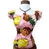 Glitz Glam And Rebellion Pinup Peasant Blouse In Pink Pineapples