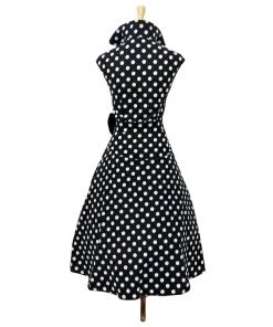 ChicStar Vamp Collar Dress In Black Dots Women's Apparel