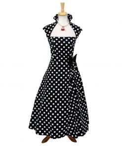 ChicStar Vamp Collar Dress In Black Dots Women's Apparel