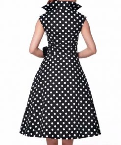 ChicStar Vamp Collar Dress In Black Dots Women's Apparel