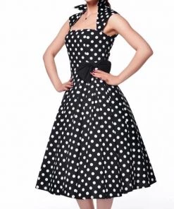 ChicStar Vamp Collar Dress In Black Dots Women's Apparel