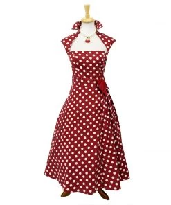 ChicStar Vamp Collar Dress In Red Dots