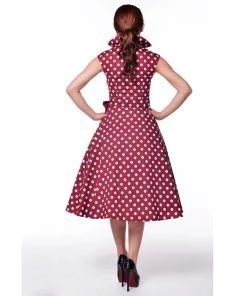 ChicStar Vamp Collar Dress In Red Dots
