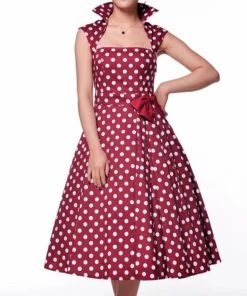 ChicStar Vamp Collar Dress In Red Dots