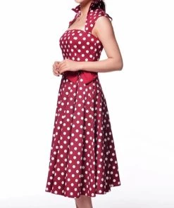 ChicStar Vamp Collar Dress In Red Dots