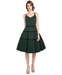 ChicStar Tiered Swing Dress In Green