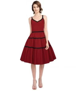 ChicStar Women's Apparel Tiered Swing Dress In Red