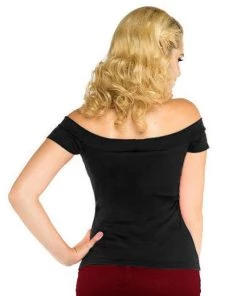 Glitz Glam And Rebellion Black Music Note Off-Shoulder Top Women's Apparel 8 Glitz Glam And Rebellion Black Music Note Off-Shoulder Top Women's Apparel