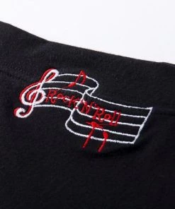 Glitz Glam And Rebellion Black Music Note Off-Shoulder Top Women's Apparel 9 Glitz Glam And Rebellion Black Music Note Off-Shoulder Top Women's Apparel