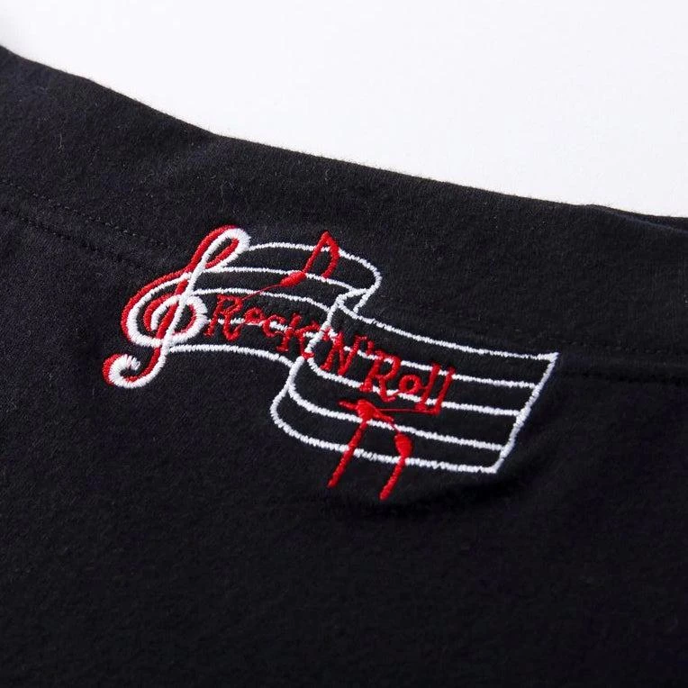 Glitz Glam And Rebellion Black Music Note Off-Shoulder Top Women's Apparel 6 Glitz Glam And Rebellion Black Music Note Off-Shoulder Top Women's Apparel