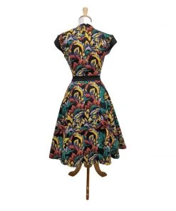 Women's Apparel Orchid Bloom Hawaiian Swing Dress In Black