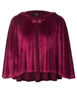 Glitz Glam And Rebellion Oxblood Hooded Cape Women's Apparel