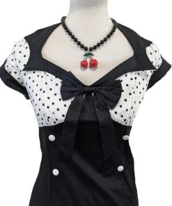 ChicStar Women's Apparel Retro Polka-Dot Wiggle Dress In White